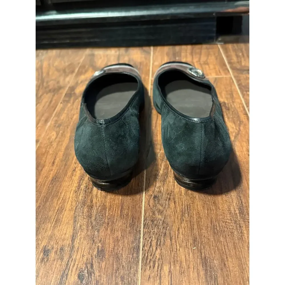 Vintage Brighton Coco Suede Patent Leather Flats - Size 8.5